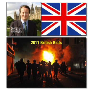 David Cameron, British Flag, 2011 British Riots